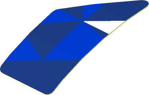 Sticker  0.8 x  1.9 with Light Blue Triangles on Blue Background Left (Formed)