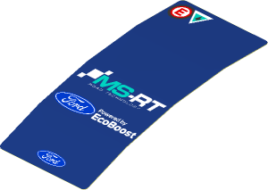 Sticker  4.0 x  1.8 with Ford and MS-RT Logos and Emergency Signals on Blue Background (Formed)