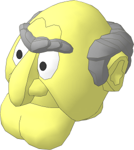 Minifig Head Muppet Statler with Light Bluish Grey Hair and Eyebrows Pattern