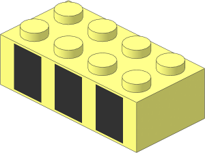Brick  2 x  4 with Three Black Rectangles Pattern