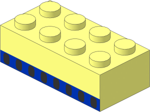 Brick  2 x  4 with Blue Stripe and 8 Black Windows Pattern