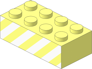 Brick  2 x  4 with White Diagonal Stripes Pattern on Both Sides
