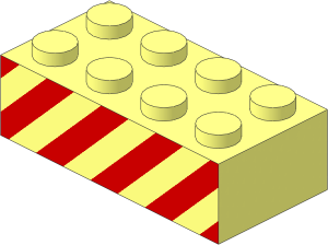 Brick  2 x  4 with Red Diagonal Stripes Pattern