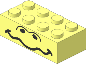 Brick  2 x  4 with Eyes and Wavy Mouth Pattern