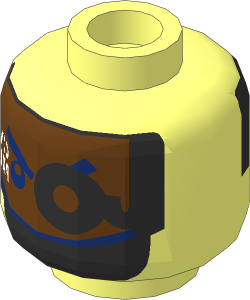 Minifig Head Robot with Medium Azure Visor with Headset and Eyepiece/Medium Azure Eyes and Silver Face Mask 2-Sided Pattern