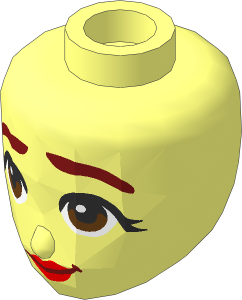 Figure Friends Head with Thick Dark Red Eyebrows, Medium Azure Eyes, Nougat Lips and Smirk Pattern