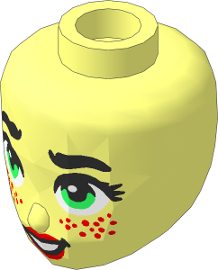 Figure Friends Head with Dark Nougat Eyebrows, Bright Green Eyes, Nougat Lips and Freckles and Open Mouth Smile with Teeth Pattern