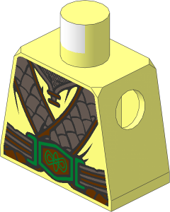 Minifig Torso with Leather Straps, Belt and Ornate Buckle Pattern