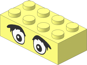 Brick  2 x  4 with Eyes and Bushy Eyebrows Pattern