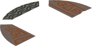 ~Electric Brick  4 x  4 x  0.667 Round - Top with  2 Studs with Copper Symbols and Silver Wavy Lines Pattern - Half