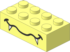 Brick  2 x  4 with Wavy Mouth and Fangs Pattern