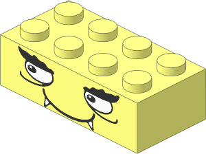 Brick  2 x  4 with Fangs and Smiling Face Pattern