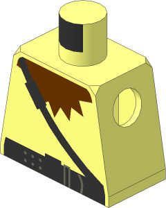 Minifig Torso with Brown Collar, Black Crossbelt, Silver Square Buckles Pattern