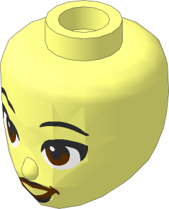 Figure Friends Head Black Eyebrows, Reddish Brown Eyes and Mouth, Dark Nougat Lips and Open Mouth Crooked Grin Pattern
