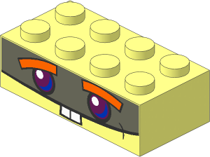 Brick  2 x  4 with Cartoon Humanoid Robot Face Pattern
