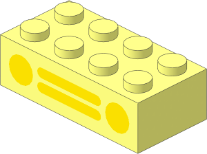 Brick  2 x  4 with Yellow Car Grille Pattern