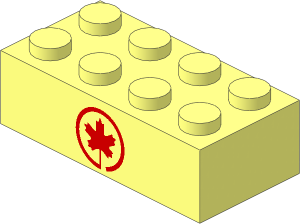 Brick  2 x  4 with Red Maple Leaf Air Canada Logo Pattern