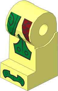 Minifig Leg Right with Dark Red Armour Scales, Gold Knee Pad and Toes Pattern