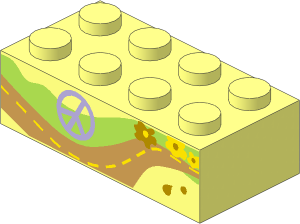 Brick  2 x  4 with Peace Sign, Road and Flowers Pattern