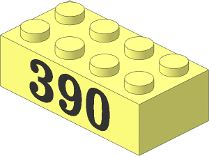 Brick  2 x  4 with Black "390" Pattern