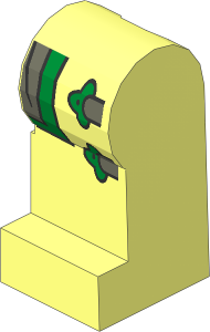Minifig Leg Left with Gold and Dark Bluish Grey Loincloth and  2 Gold Clasps Pattern