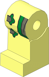 Minifig Leg Right with Gold and Dark Bluish Grey Loincloth and  2 Gold Clasps Pattern
