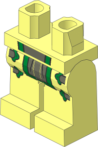 Minifig Hips and Legs with Gold and Dark Bluish Grey Loincloth and  4 Gold Clasps Pattern