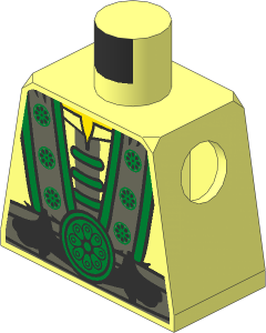 Minifig Torso with Dark Bluish Grey Robe, Gold Trim, Silver Dragons and Gold Lotus Pattern