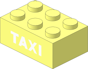 Brick  2 x  3 with White "TAXI" Pattern