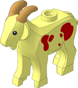Animal Goat with Black Eyes, Dark Tan Horns and Medium Nougat Spots Pattern