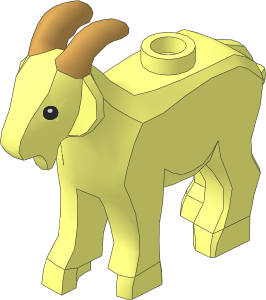 Animal Goat with Black Eyes and Dark Tan Horns Pattern
