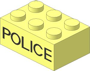 Brick  2 x  3 with Thin Black "POLICE" Pattern
