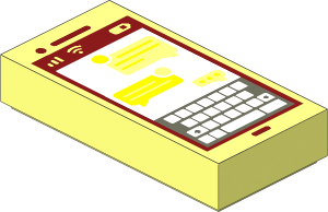 Tile  1 x  2 with Smartphone Screen with Keyboard and Text Messages Pattern