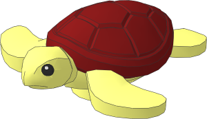 Animal Sea Turtle Baby with Black Eyes and Dark Red Shell Pattern
