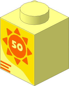 Brick  1 x  1 with Number 50 in Orange Sun on Yellow Background Pattern