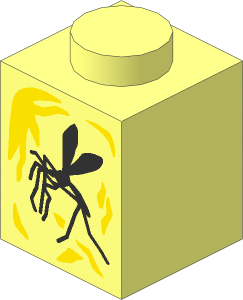 Brick  1 x  1 with Black Mosquito and Yellow Streaks Pattern