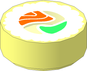 Tile  1 x  1 Round with Sushi Roll Pattern