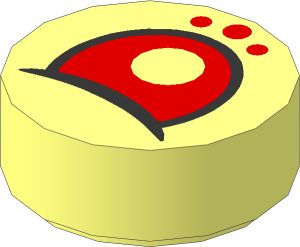 Tile  1 x  1 Round with Three Red Dots and Red Eye Pattern