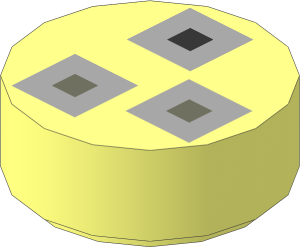 Tile  1 x  1 Round with Black and Dark Bluish Grey Squares within Light Bluish Grey Squares Pattern
