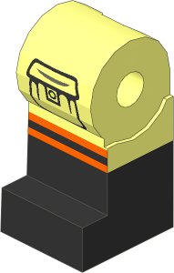 Minifig Leg Right with Black Lower Leg, Cargo Pocket, Orange and Silver Lines Pattern