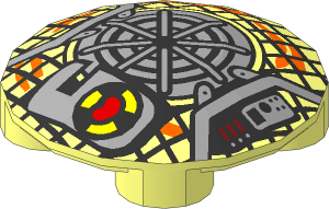 Dish  2 x  2 with Grid, Black Circles and Orange Lines Pattern