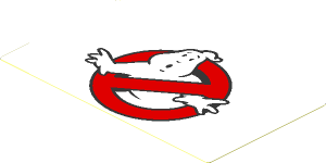 Sticker  2.1 x  3.7 with Ghostbusters Logo on White Background