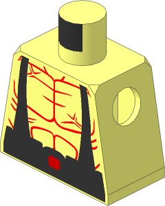 Minifig Torso with Black Suspenders, Silver Belt, Muscles Outline and Lime Hoses Pattern