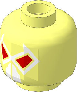 Minifig Head with Wrestler Mask with Red Eyes and Lime Hose Pattern