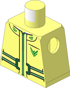 Minifig Torso with Jacket with Black Seams, Sand Green Belt and Gold Buckle and Atreides Hawk Crest Pattern