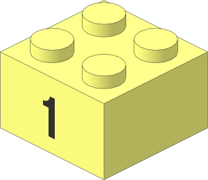 Brick  2 x  2 with Black "1" Pattern