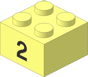 Brick  2 x  2 with Black "2" Pattern