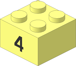 Brick  2 x  2 with Black "4" Pattern