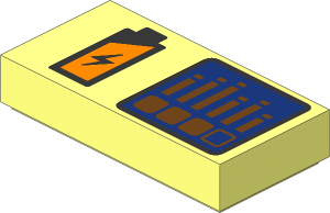 Tile  1 x  2 with Black and Metallic Pink Battery and Medium Azure Bars on Dark Blue Screen Pattern