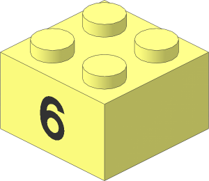 Brick  2 x  2 with Black "6" Pattern